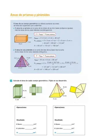 Área de prismas y piramides