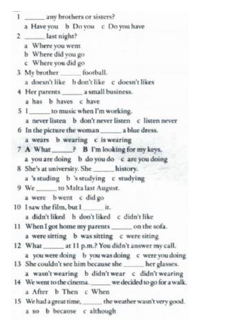 A2 past simple, linkers