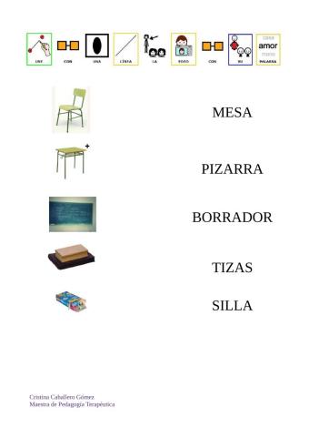 Unir con flechas palabras cosas de clase