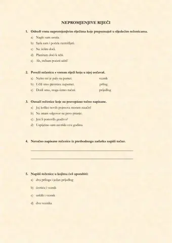 Nepromjenjive riječi (vježba)