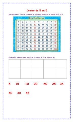 Conteo de 5 en 5