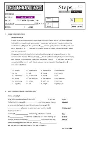 1st TERM TEST 7TH YEAR