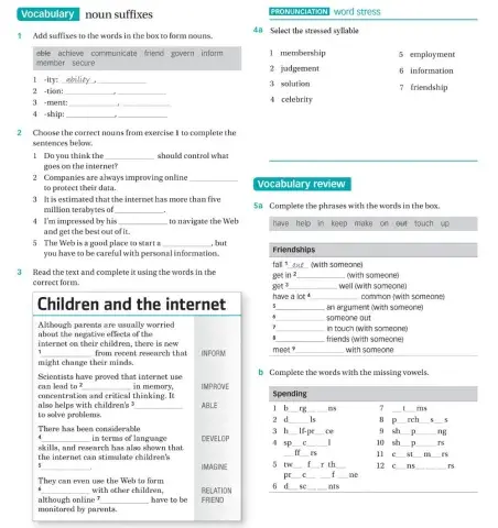 Noun suffixes + vocabulary review