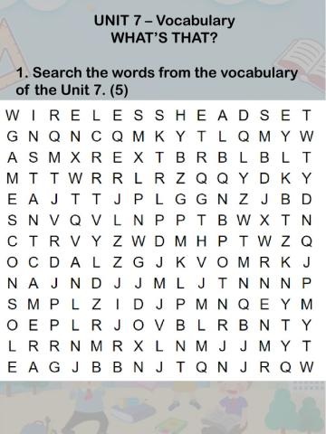 UNIT 7 - Vocabulary - WHAT'S THAT?