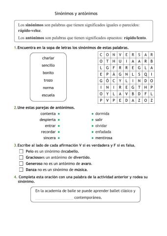 Sinónimos y antónimos