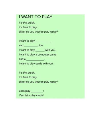I want to play - song