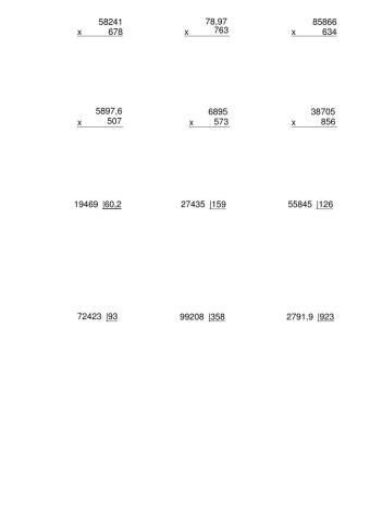 Multiplicaciones y divisiones con decimales