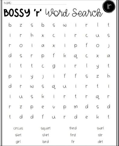 Bossy R word search IR