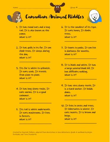 Canadian Animals Riddles