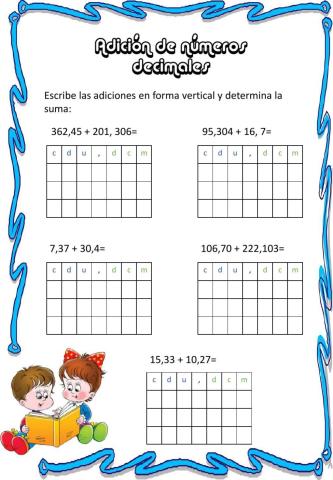 Adición de números decimales