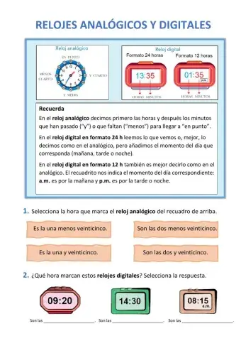 Relojes analógicos y digitales