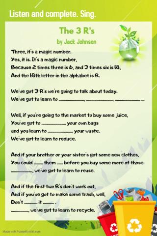 The 3 R's song by Jack Johnson