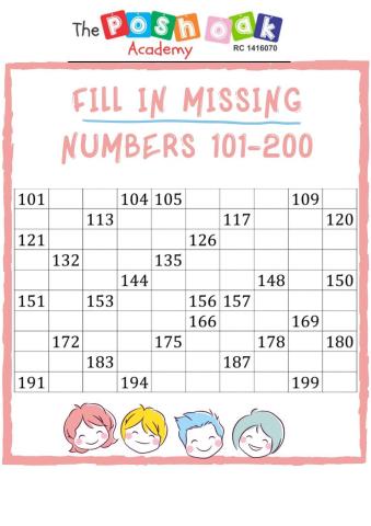 Fill in missing numbers 101-200