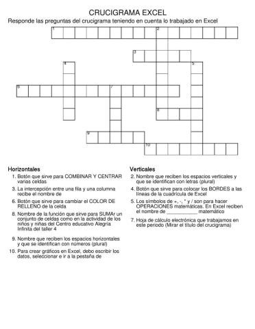 4 Crucigrama Excel
