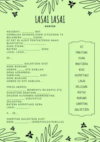 Lasai, lasai (huntza)