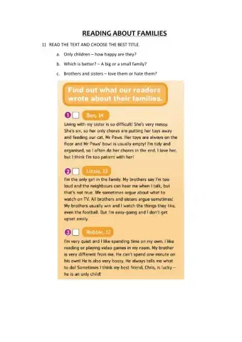 Reading about families