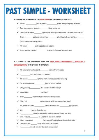 Past Simple Worksheet