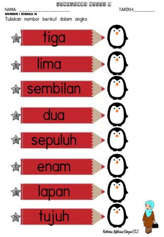 Matematik Tahun 1 (tulis dalam angka)