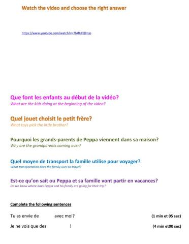 Lecture comprehension-reading C (French)