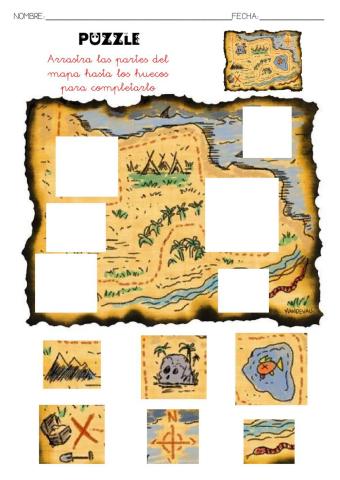 Puzzle mapa tesoro pirata