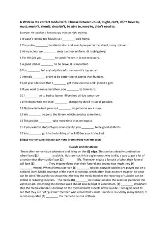 Grammar and reading task