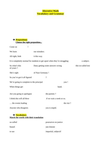 Alternative Math Vocabulary