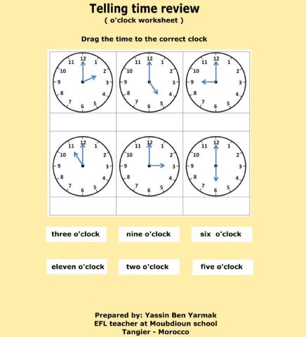 O'clock sheet