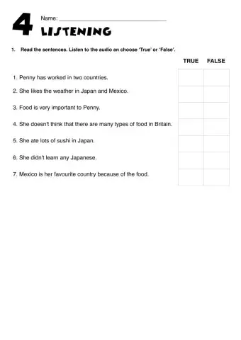 GG2. Listening Test UNIT 4