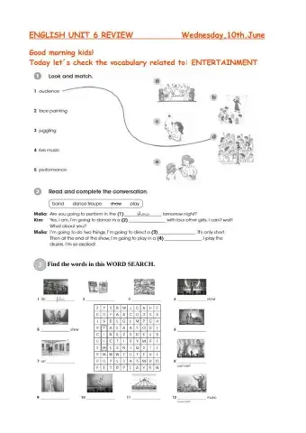 Entertainment english review unit 6