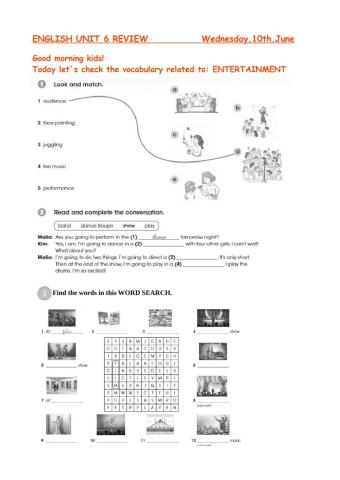 Entertainment english review unit 6