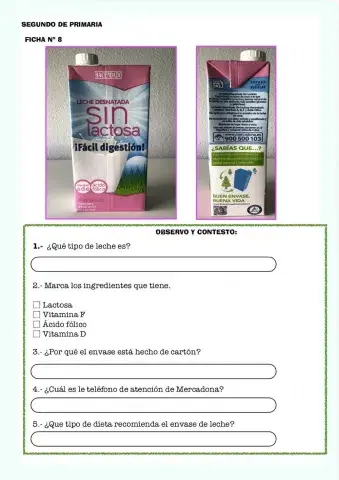 8.- Etiqueta de envase de leche