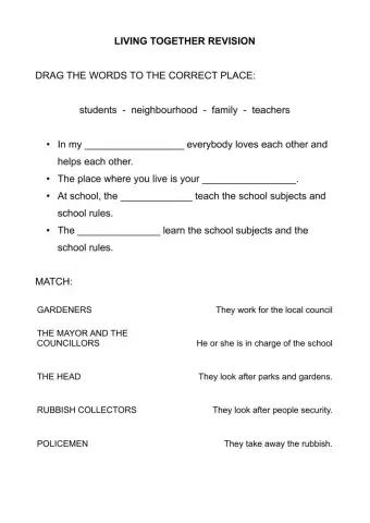 Living together final activity