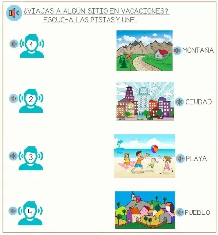 Lugares de vacaciones: playa montaña ciudad pueblo