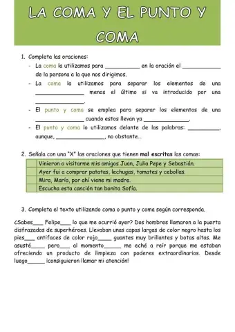 La coma y el punto y coma