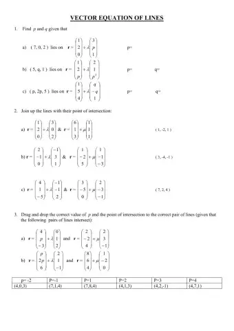Vector Equation of Lines