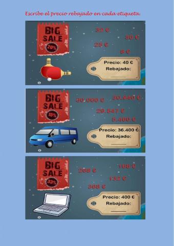 Porcentajes, precios