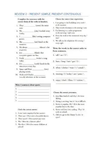 Review 2 - Present Simple and Present Continuous