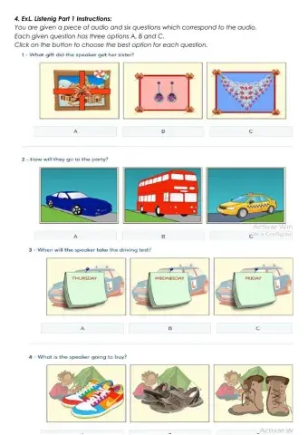 Listening Part 1 B1 Pet for schools