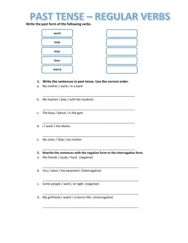 Past Tense - Regular Verbs