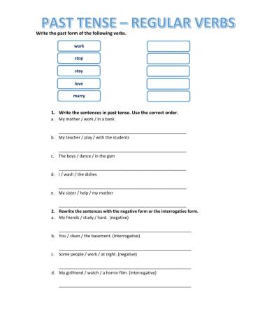 Past Tense - Regular Verbs