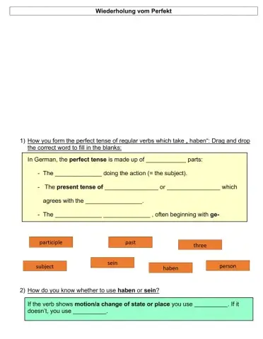 Das perfekt - Wierderholung