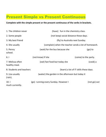 Present Simple vs Present Continuous