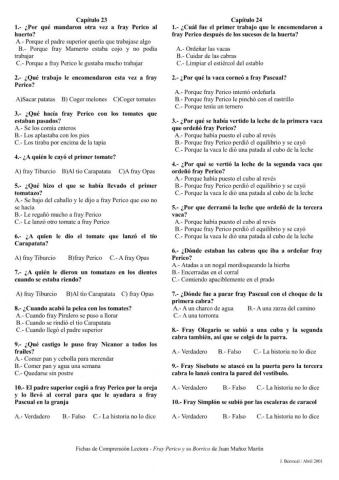 Ficha capitulos 23 y 24 de Fray Perico y su borrico