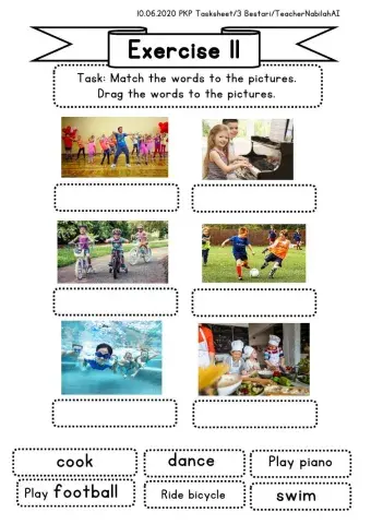 Tasksheet Year 3 Things We Do Everyday