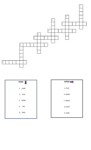 Crossword- verbs with ing.