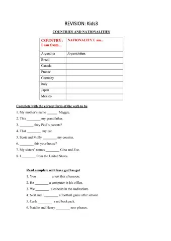 Revision: to be, have got