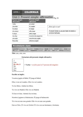 Level 1. Unit 3. Presente simple afirmativo.