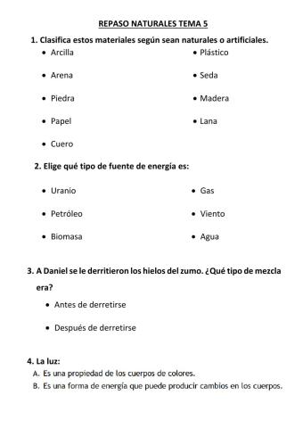 Repaso tema 5 energía