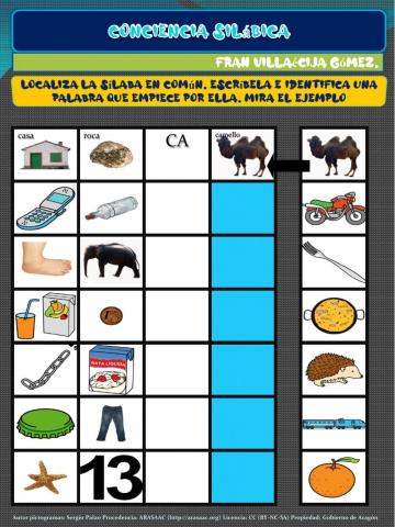 Encuentra la sílaba en común