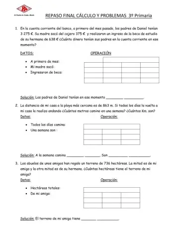 Repaso final cálculo problemas 3ºP II